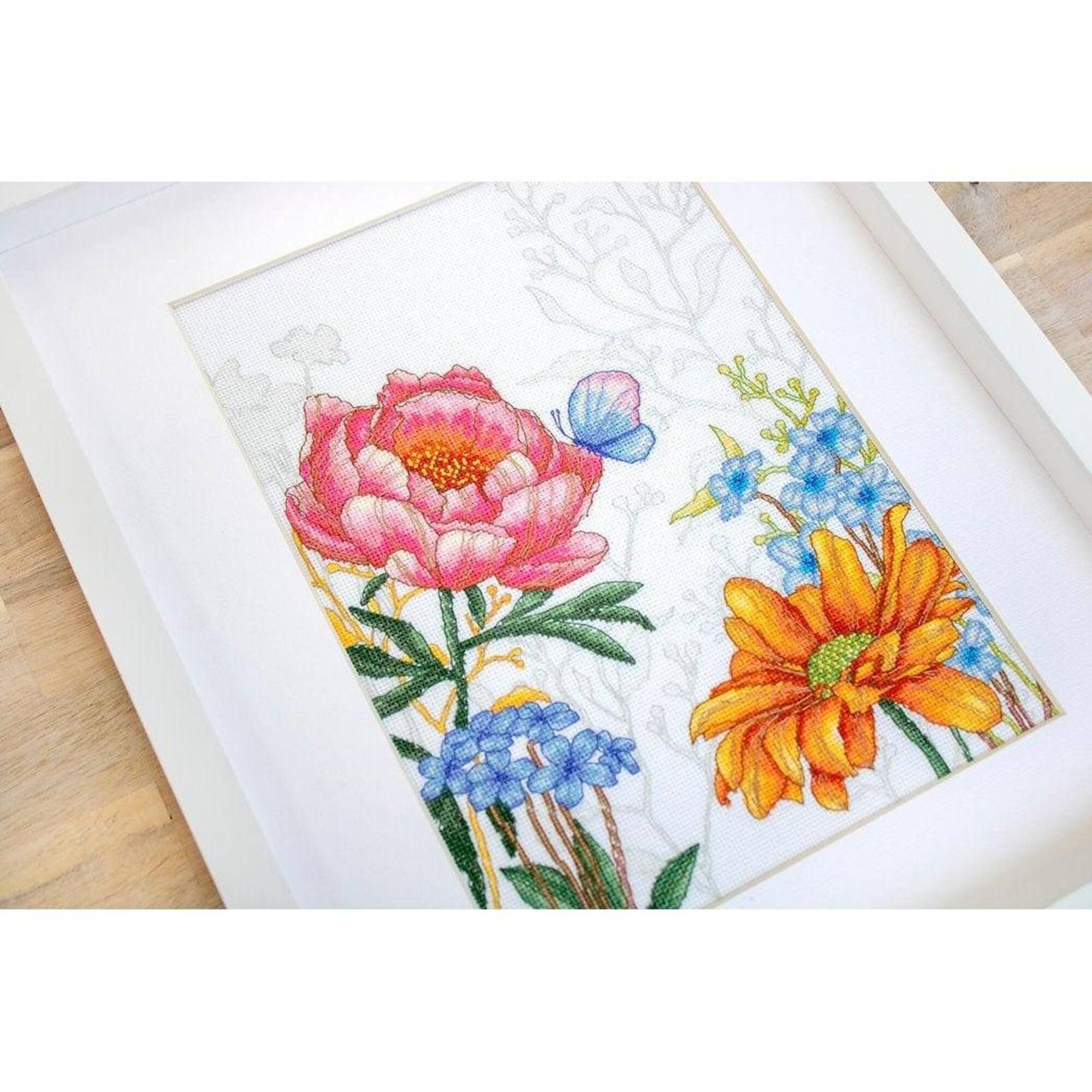 Luca-s Flowers And Butterfly Counted Cross Stitch Kit